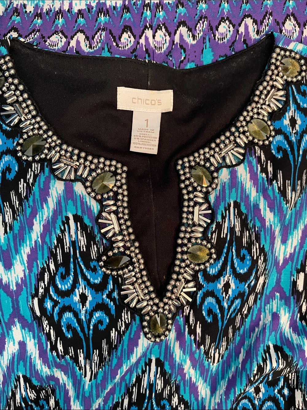 Chicos Patterned Blue & Purple Dress